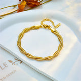 316L Stainless Steel Double Snake Chain Twist Bracelet for Women Girls