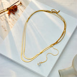 316L Stainless Steel Snake Chain Pearl Pendant Necklace