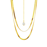 316L Stainless Steel Snake Chain Pearl Pendant Necklace