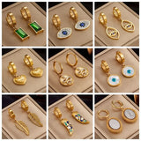 Feather Heart Eye Hoop Earrings For Women