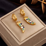 Feather Heart Eye Hoop Earrings For Women