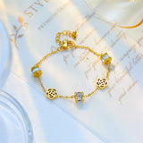 316L Stainless Steel Flower Zircon Charm Bracelet For Women Ladies