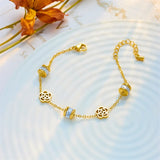 316L Stainless Steel Flower Zircon Charm Bracelet For Women Ladies