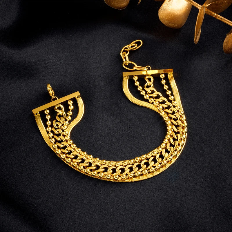 316L Stainless Steel Multi-layer Chains Bracelet For Women