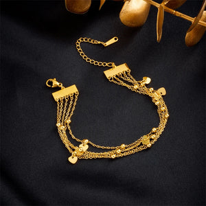 316L Stainless Steel Heart Chains Bracelet For Women Girl Ladies Bangles