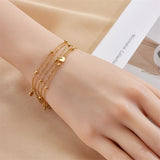 316L Stainless Steel Heart Chains Bracelet For Women Girl Ladies Bangles