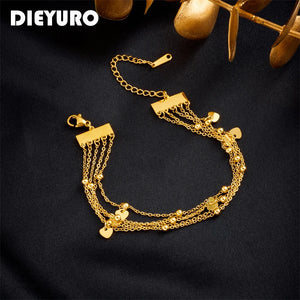 316L Stainless Steel Heart Chains Bracelet For Women Girl Ladies Bangles