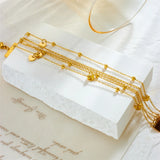 316L Stainless Steel Heart Chains Bracelet For Women Girl Ladies Bangles