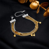 316L Stainless Steel Stars Chains Bracelet For Women Girl Ladies