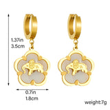 316L SS Oval Bead Heart Drop Earrings Zircon Women Girl Jewelry Gift