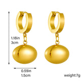 316L SS Oval Bead Heart Drop Earrings Zircon Women Girl Jewelry Gift
