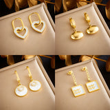 316L SS Oval Bead Heart Drop Earrings Zircon Women Girl Jewelry Gift