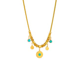316L Stainless Steel Green Stone Pendant Necklace For Women