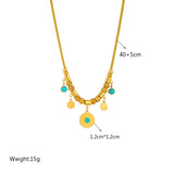 316L Stainless Steel Green Stone Pendant Necklace For Women