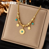 316L Stainless Steel Green Stone Pendant Necklace For Women