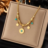 316L Stainless Steel Green Stone Pendant Necklace For Women