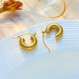 316L Stainless Steel Threaded Circles Hoop Earrings For Women Girls