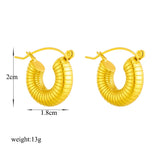 316L Stainless Steel Threaded Circles Hoop Earrings For Women Girls