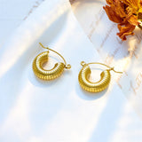 316L Stainless Steel Threaded Circles Hoop Earrings For Women Girls