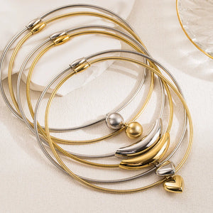 316L Stainless Steel Silver Collar Necklace For Women Gift