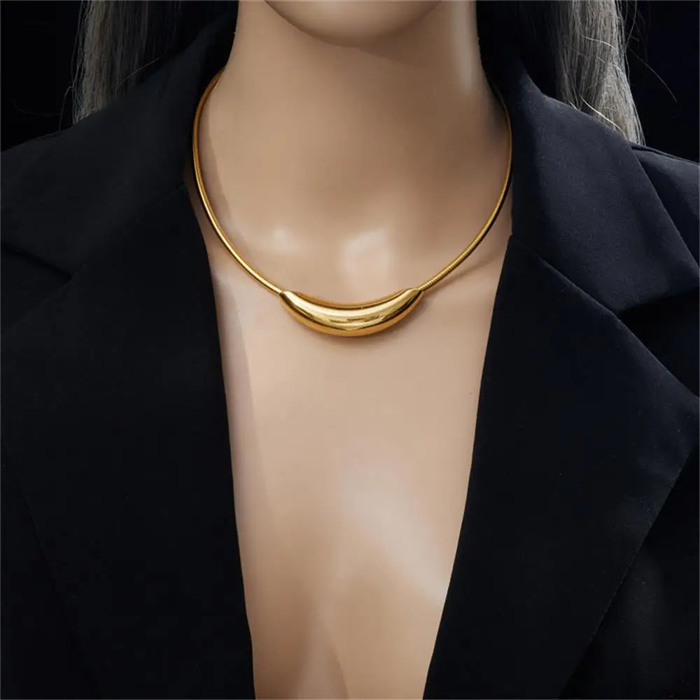 316L Stainless Steel Silver Collar Necklace For Women Gift