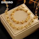 316L Stainless Steel Twist Knot Necklace Bracelet Set