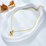 Snake Pendant Necklace Green Crystal 316L Stainless Steel Clavicle Chain