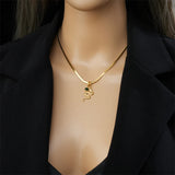 Snake Pendant Necklace Green Crystal 316L Stainless Steel Clavicle Chain