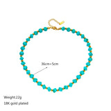 316L Stainless Steel Green Stone Choker Necklace Women Girls Torques Jewelry