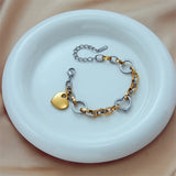 316L Stainless Steel Heart Charm Bracelet For Women Hip Hop Street Girls