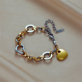 316L Stainless Steel Heart Charm Bracelet For Women Hip Hop Street Girls
