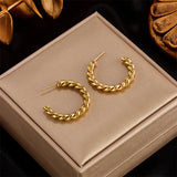 316L Stainless Steel Heart Lock Hoop Earrings For Women Girls
