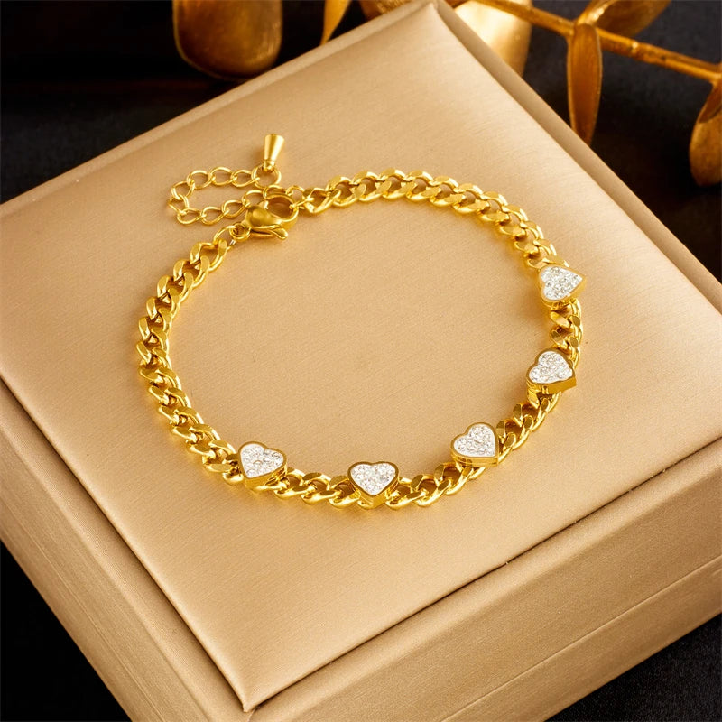 316L Heart Charm Bracelet for Women