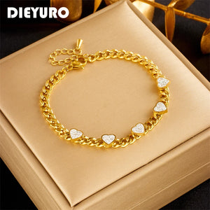 316L Heart Charm Bracelet for Women