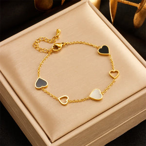 316L Stainless Steel Heart Charm Bracelet for Women Girl - Non-fading Jewelry