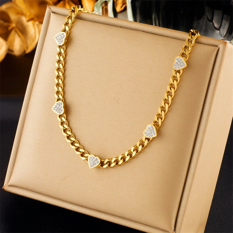 316L Stainless Steel Heart Choker Necklace for Women