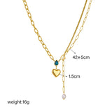 316L Stainless Steel Heart Pendant Necklace For Women Girl Crystal Pearl Choker