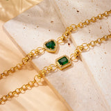 316L Stainless Steel Heart Green Zircon Charm Bracelet Women Party Gift