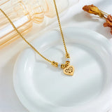 316L Stainless Steel Heart-Shaped Tree Pendant Necklace Beads Choker Chains
