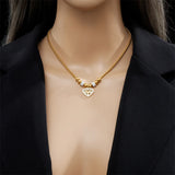 316L Stainless Steel Heart-Shaped Tree Pendant Necklace Beads Choker Chains