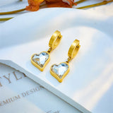 316L SS Heart-Shaped Zirconia Crystal Pendant Necklace Earrings Set
