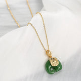 316L Stainless Steel Jade Elephant Pendant Necklace Gift for Mom