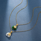 316L Stainless Steel Jade Elephant Pendant Necklace Gift for Mom