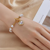 316L Stainless Steel Heart Pearl Charm Bracelet Women - Non-fading Chain Jew