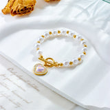 316L Stainless Steel Heart Pearl Charm Bracelet Women - Non-fading Chain Jew