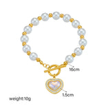 316L Stainless Steel Heart Pearl Charm Bracelet Women - Non-fading Chain Jew