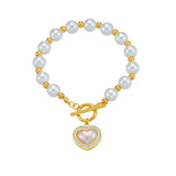 316L Stainless Steel Heart Pearl Charm Bracelet Women - Non-fading Chain Jew