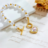 316L Stainless Steel Heart Pearl Charm Bracelet Women - Non-fading Chain Jew