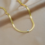 316L Stainless Steel Zircon Choker Necklace Large Snake Chain Party Jewelry