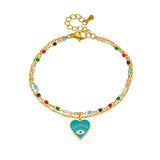 316L Stainless Steel Leaf Clover Palm Eyes Charm Bracelet For Women
